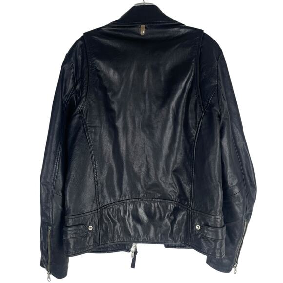Mackage Manus Lamb Leather Jacket Detachable Hood Black Blue Size 36/ S - Picture 12 of 16